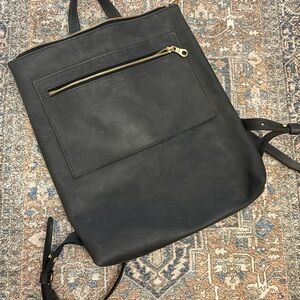 Black Leather Backpack - Parker Clay Miramar